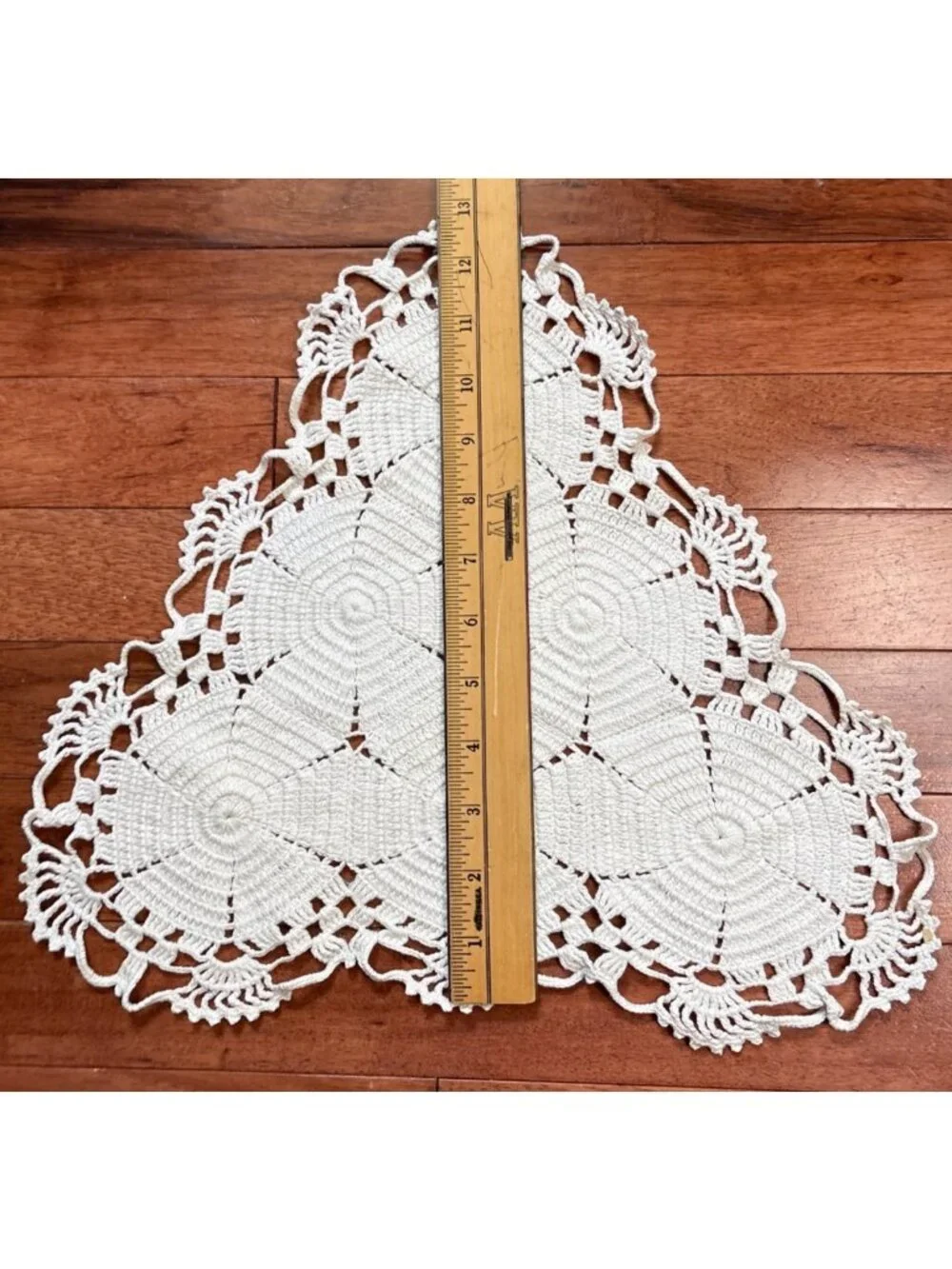 Handmade Crochet Doily Cream Triangle Shape Decorative Table Accent 13x15
